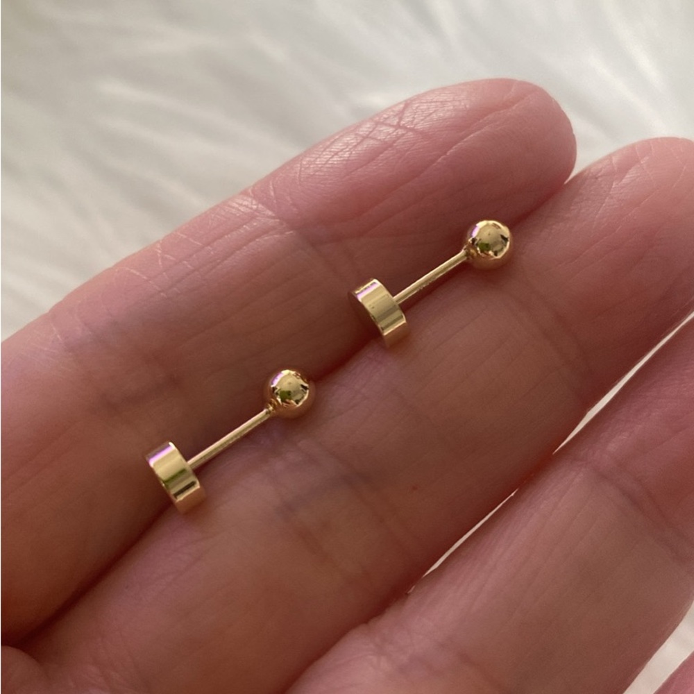 Elegant Gold Barbell Earrings